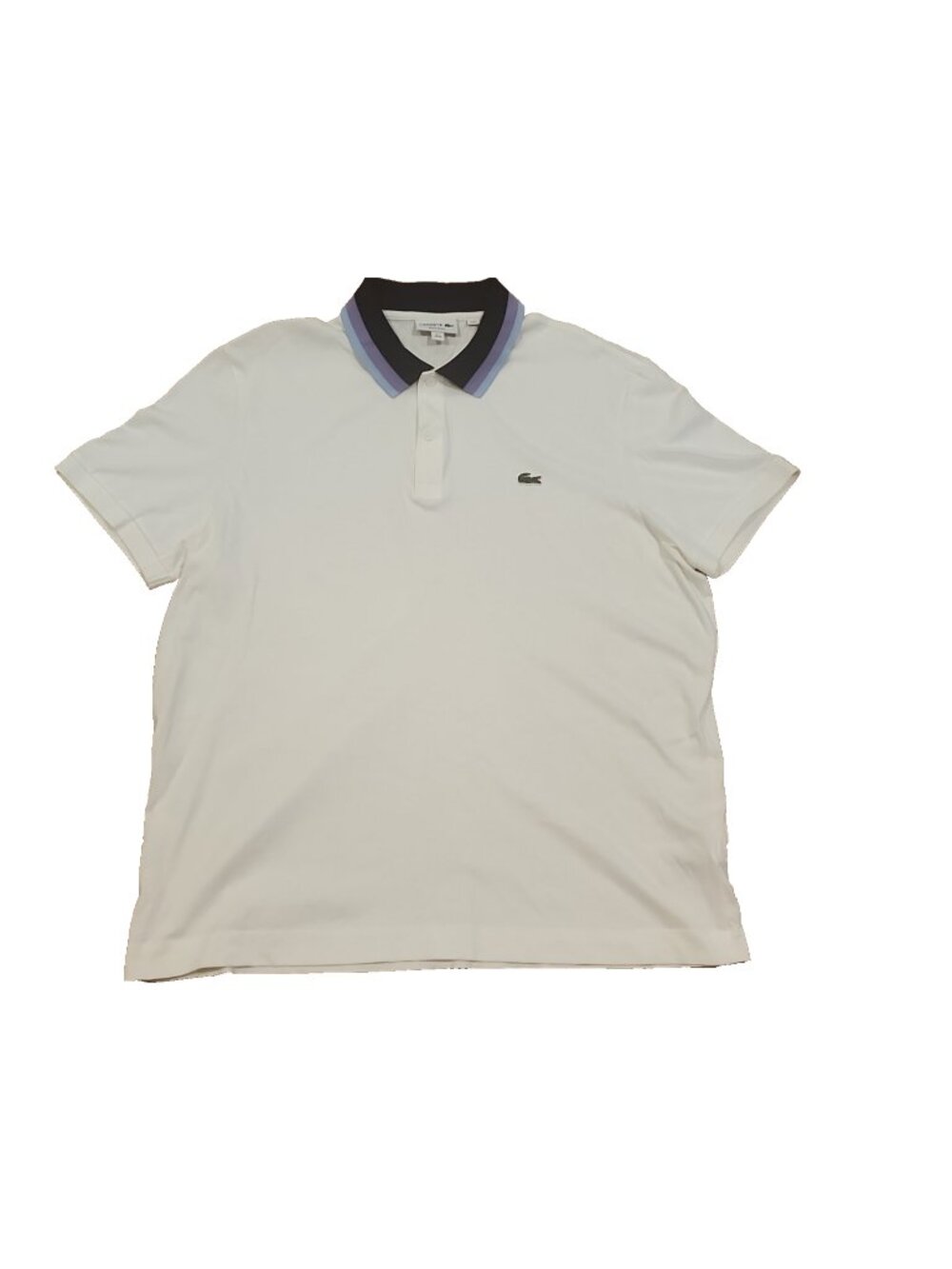 LACOSTE White Fresh XXL 7 Semi Fancy Regular Fit Classic Polo Shirt color collar